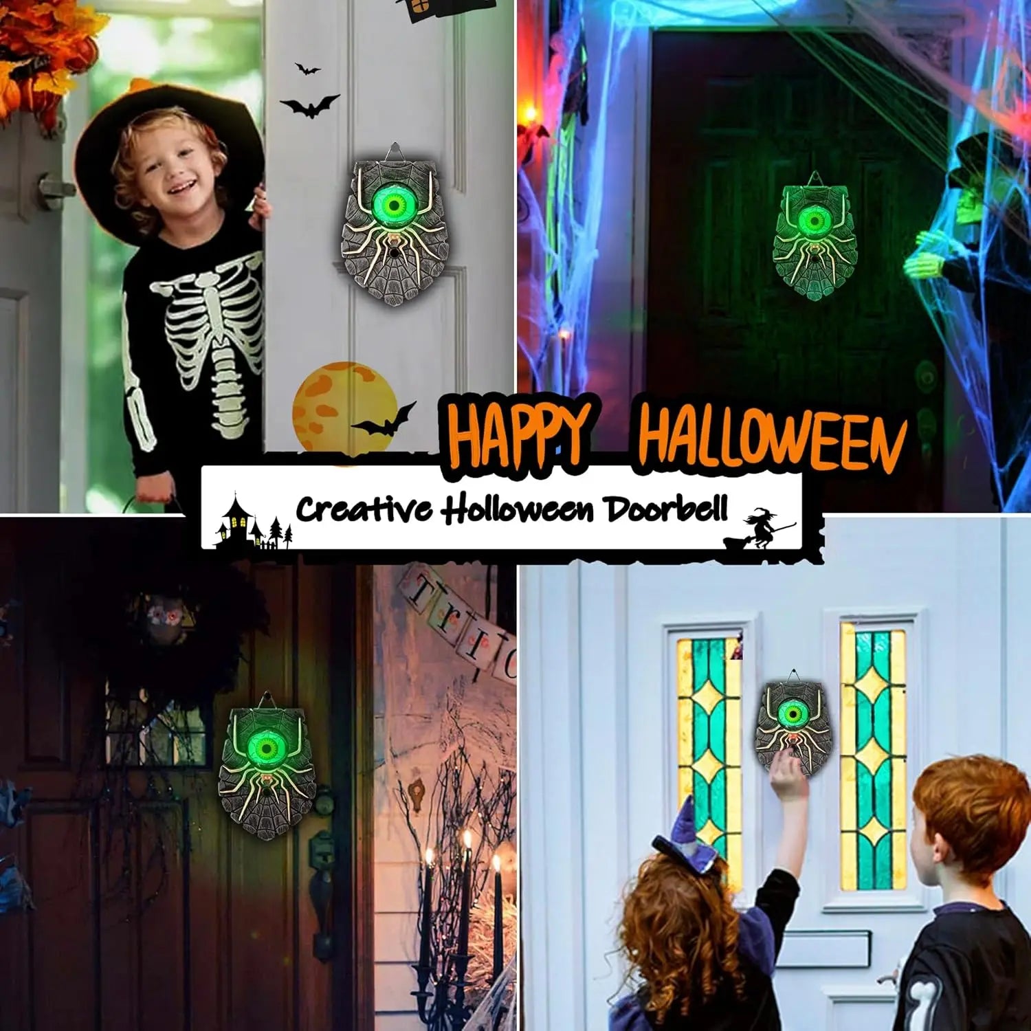 Halloween Doorbell, Animated Eyeball Haunted House Door Bell with Spooky Sound and Lightup Eye for Halloween Party Decorations Proshop