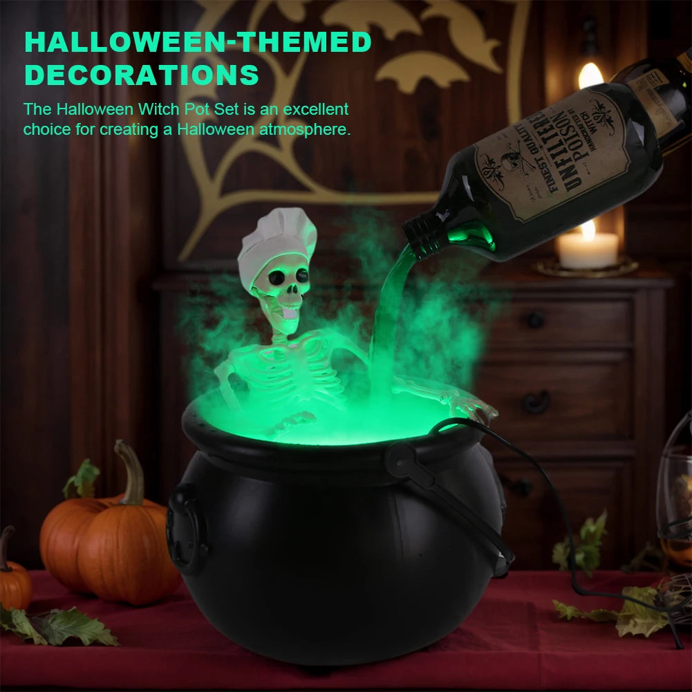 Halloween Decoration DIY Magic Floating Bottle with Cauldron and Mist Maker Diffuser Party Decor for Home Witch Bowl Scary Props Proshop