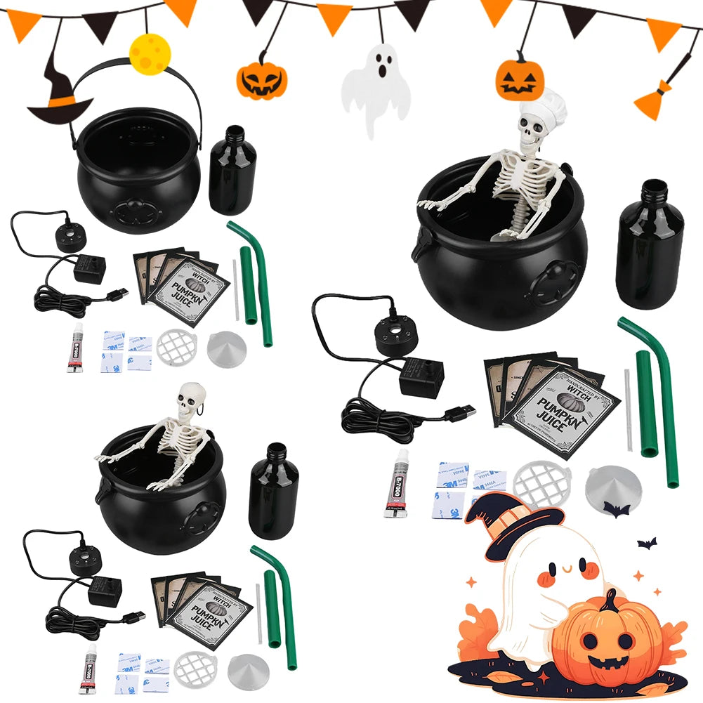 Halloween Decoration DIY Magic Floating Bottle with Cauldron and Mist Maker Diffuser Party Decor for Home Witch Bowl Scary Props Proshop