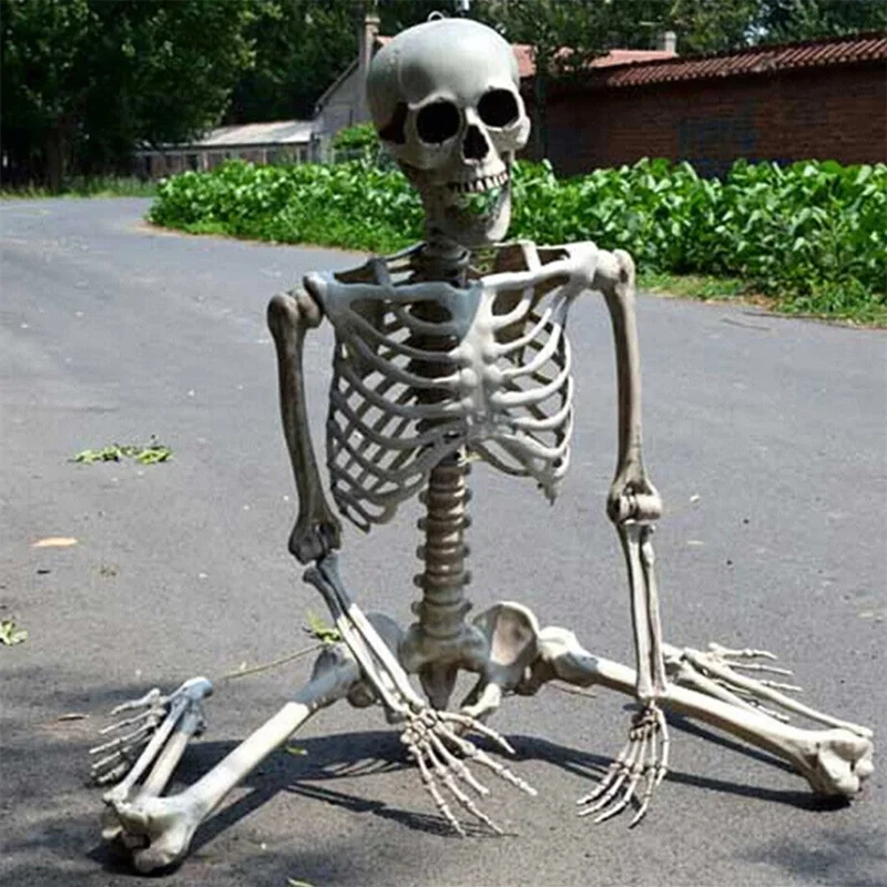 Full Life Size Home Evil Party Decoration Horror Scary Movable Big Skull 90CM Halloween Movable Skeleton Halloween Ornament Toys Proshop