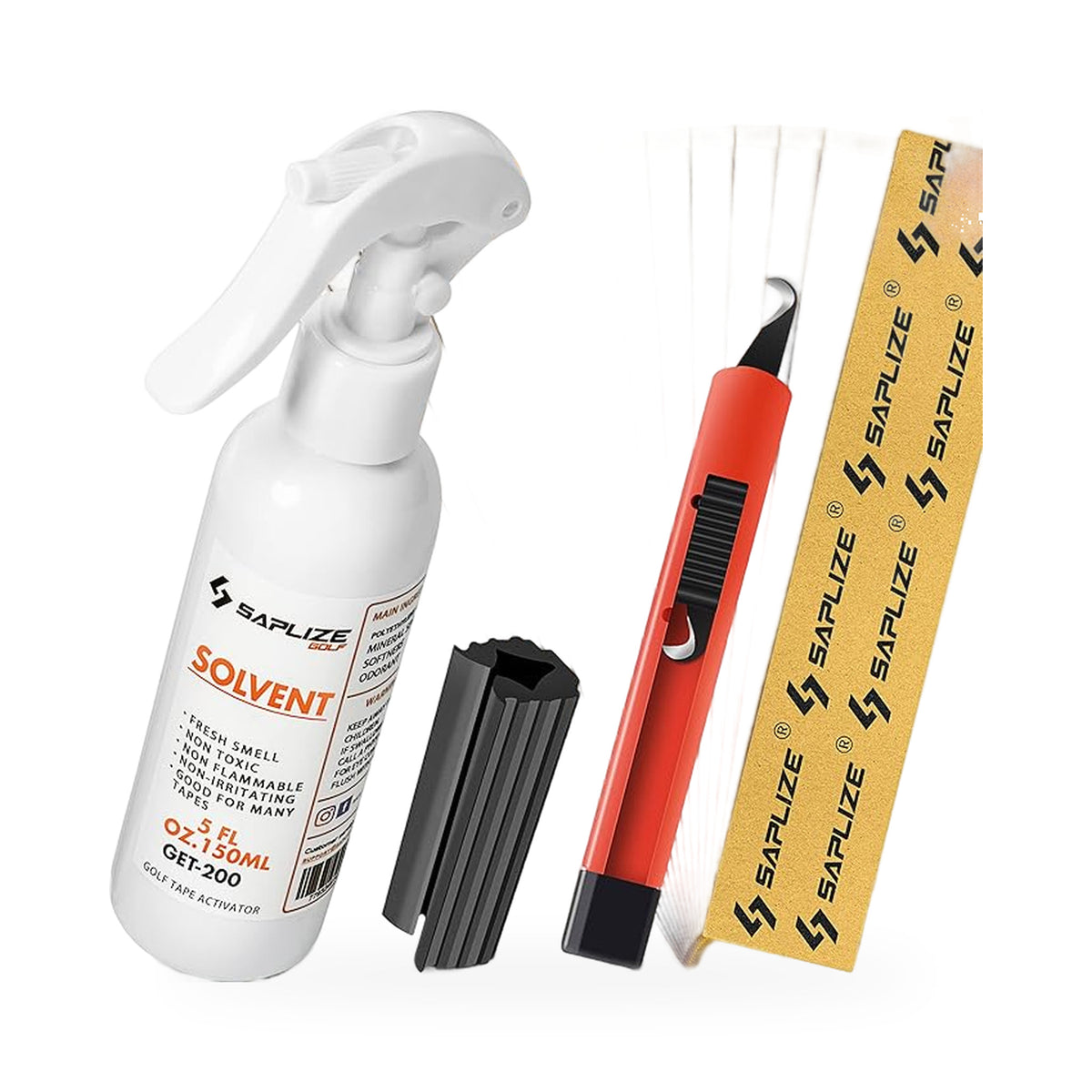 SAPLIZE Golf Grip Kits for Regripping Golf Clubs, Options Including 15 Golf Grip Tape Strips, Grip Solvent, Hook Blade & Rubber Vise Clamp