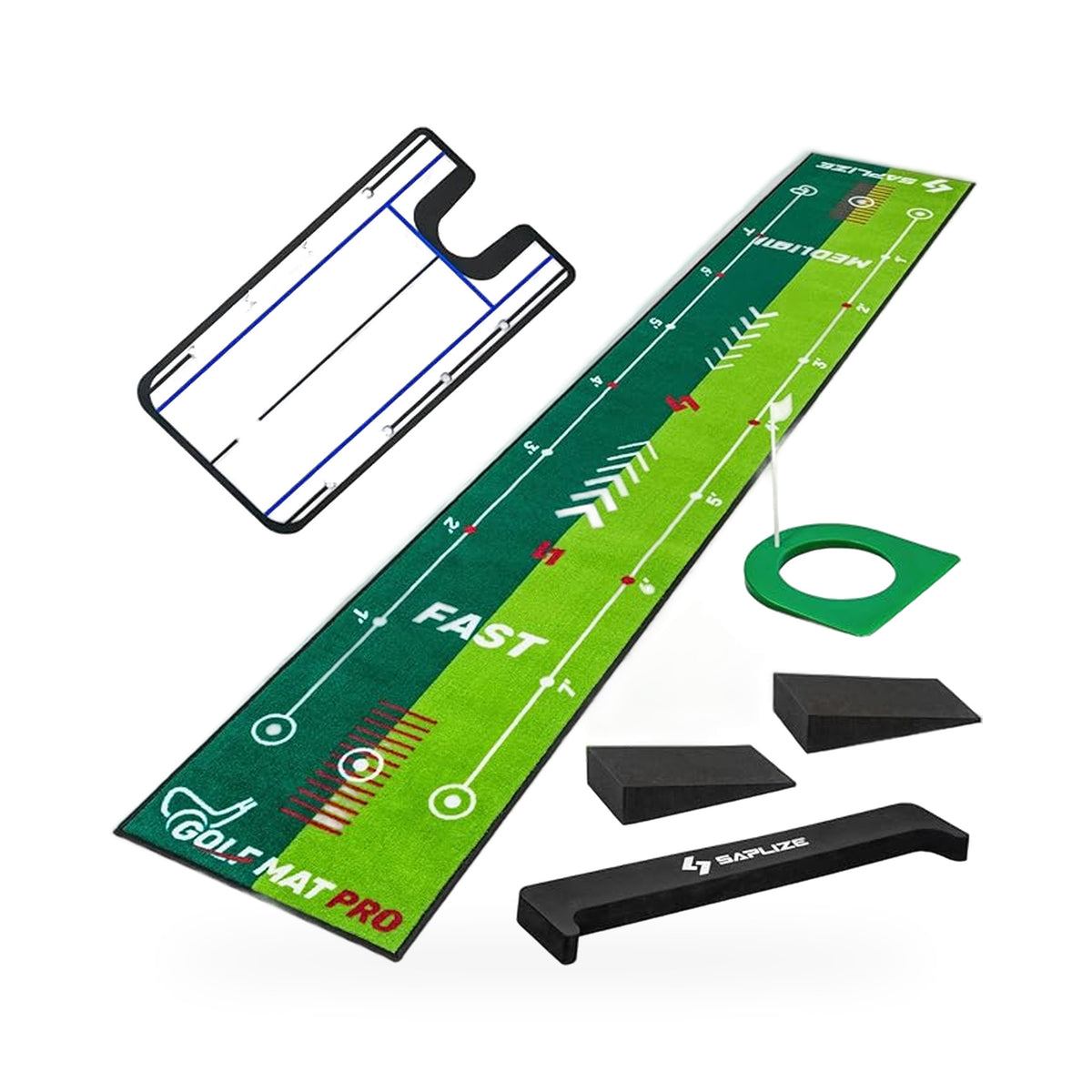 Two-Speed Golf Putting Practice Mat with Putting Alignment Mirror, 20 in X 10 ft Putting Training Aid Mat, Anti-Slip Backing Golf Putting Green for Indoor/Outdoor