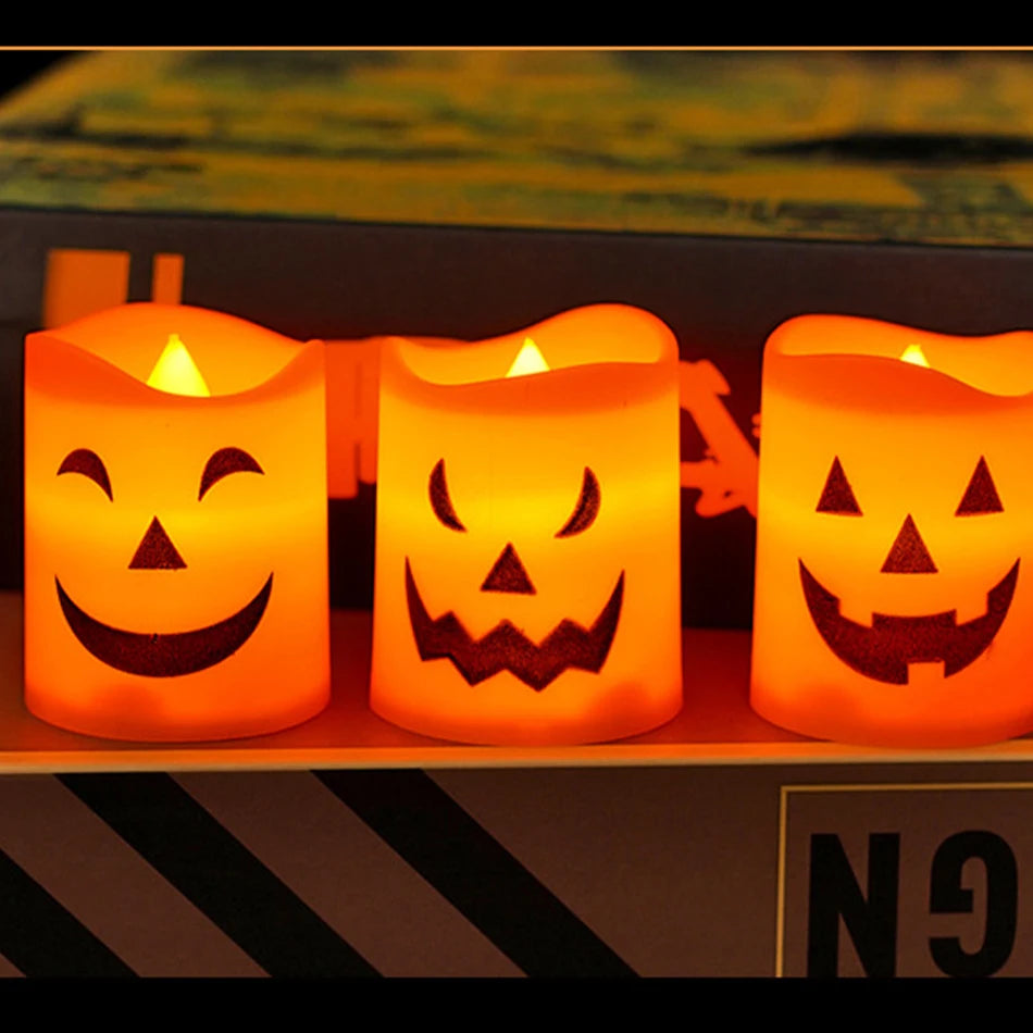 Pumpkin Lantern Candle Light Halloween Skull Ghost Face Lamp Kids Gift For Bedroom Garden Party Decoration Atmosphere Light Proshop