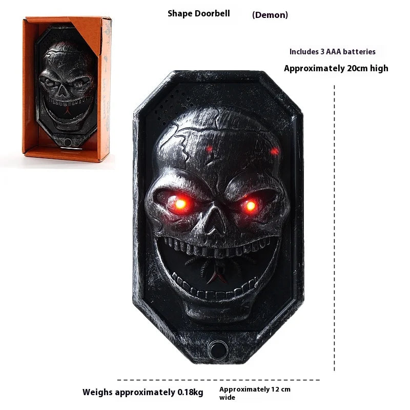 Halloween Electric Skull  Doorbell with Light and Sound Sensor Interactive One-Eye Terror Winking Ghost House Prank Props Proshop