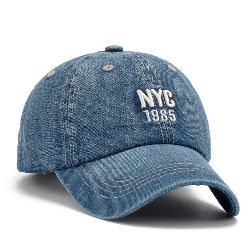 Fashion NYC 1985 Embroidery Denim Snapback Baseball Caps Adjustable Outdoor Casual Adult Wash Sports Golf Sun Hats Proshop