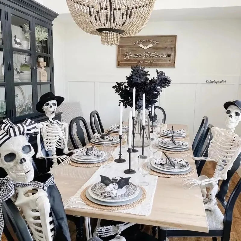 Full Life Size Home Evil Party Decoration Horror Scary Movable Big Skull 90CM Halloween Movable Skeleton Halloween Ornament Toys Proshop