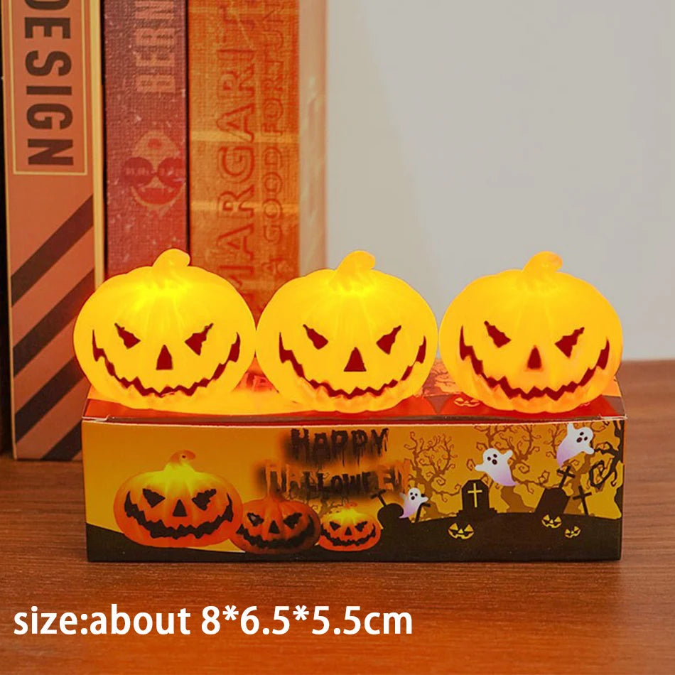 Pumpkin Lantern Candle Light Halloween Skull Ghost Face Lamp Kids Gift For Bedroom Garden Party Decoration Atmosphere Light Proshop