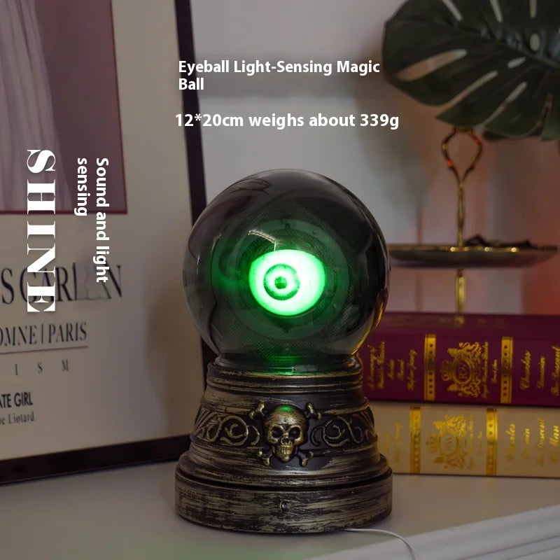 Halloween Electric Skull  Doorbell with Light and Sound Sensor Interactive One-Eye Terror Winking Ghost House Prank Props Proshop