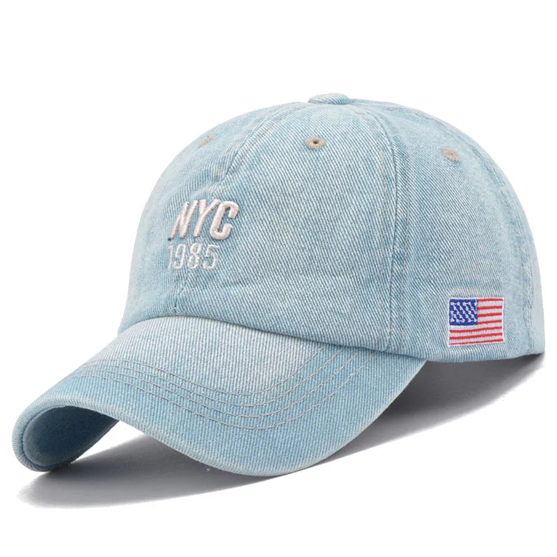 Fashion NYC 1985 Embroidery Denim Snapback Baseball Caps Adjustable Outdoor Casual Adult Wash Sports Golf Sun Hats Proshop