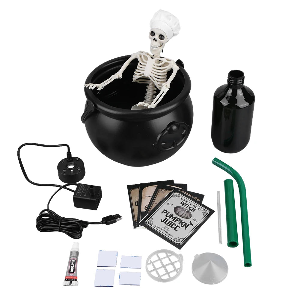 Halloween Decoration DIY Magic Floating Bottle with Cauldron and Mist Maker Diffuser Party Decor for Home Witch Bowl Scary Props Proshop