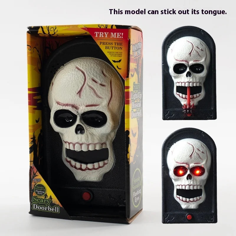 Halloween Electric Skull  Doorbell with Light and Sound Sensor Interactive One-Eye Terror Winking Ghost House Prank Props Proshop