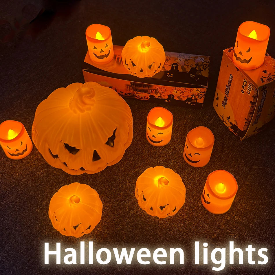 Pumpkin Lantern Candle Light Halloween Skull Ghost Face Lamp Kids Gift For Bedroom Garden Party Decoration Atmosphere Light Proshop