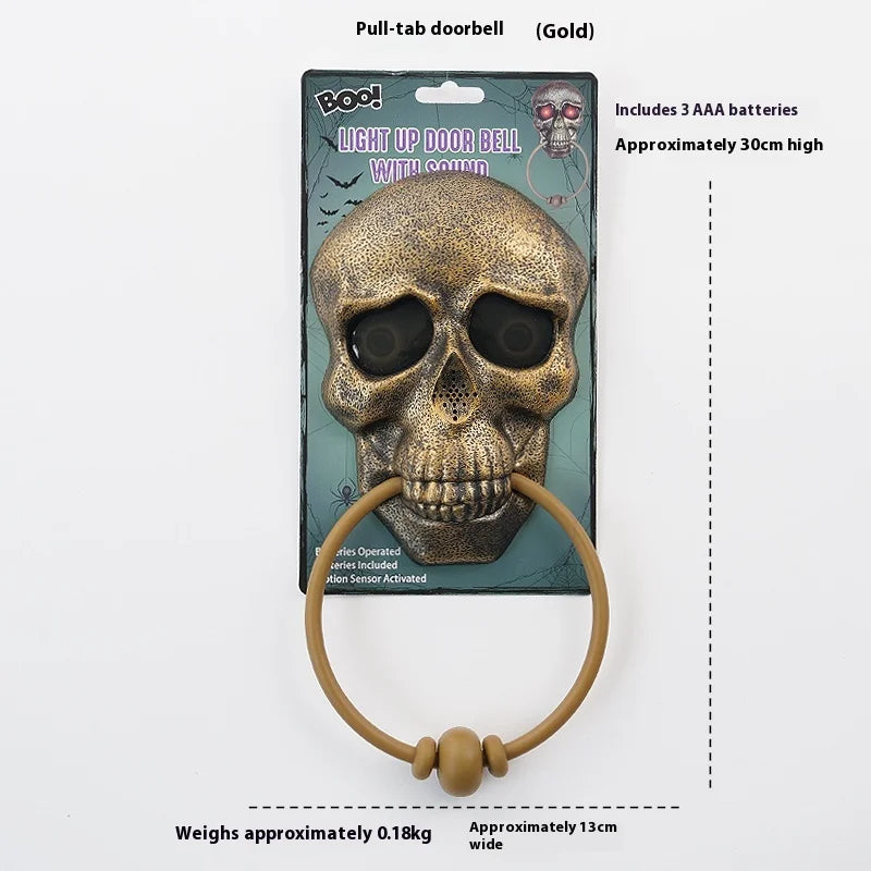 Halloween Electric Skull  Doorbell with Light and Sound Sensor Interactive One-Eye Terror Winking Ghost House Prank Props Proshop