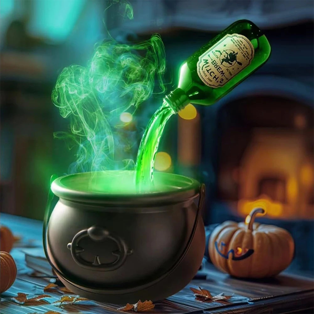 Halloween Decoration DIY Magic Floating Bottle with Cauldron and Mist Maker Diffuser Party Decor for Home Witch Bowl Scary Props Proshop