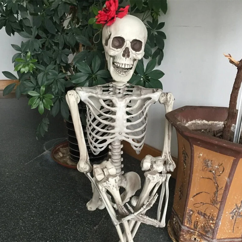Full Life Size Home Evil Party Decoration Horror Scary Movable Big Skull 90CM Halloween Movable Skeleton Halloween Ornament Toys Proshop