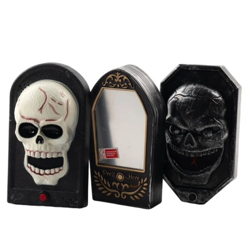 Halloween Electric Skull  Doorbell with Light and Sound Sensor Interactive One-Eye Terror Winking Ghost House Prank Props Proshop