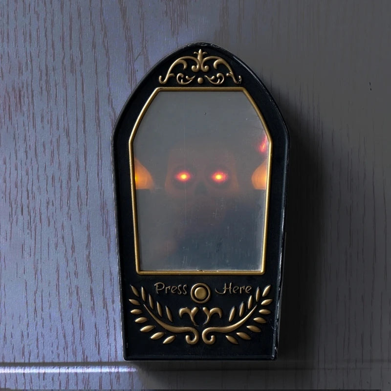 Halloween Electric Skull  Doorbell with Light and Sound Sensor Interactive One-Eye Terror Winking Ghost House Prank Props Proshop