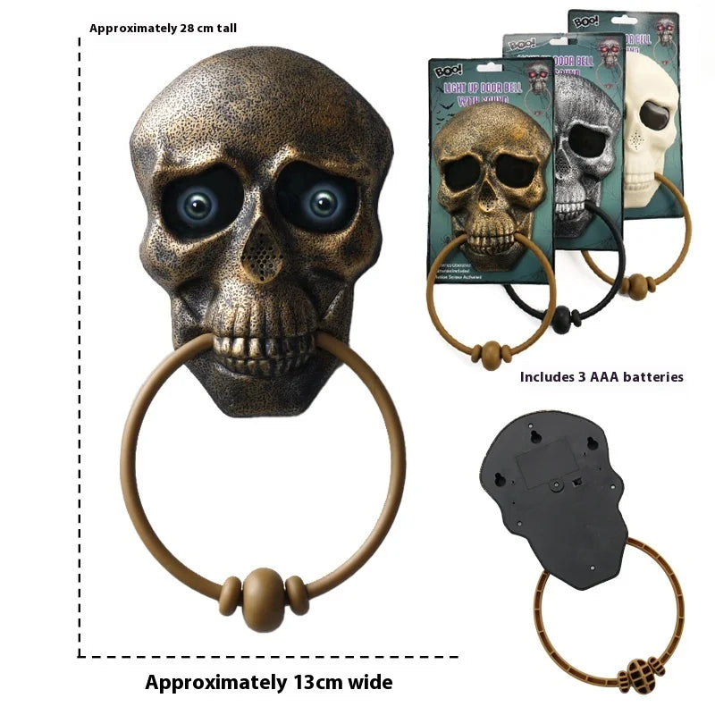 Halloween Electric Skull  Doorbell with Light and Sound Sensor Interactive One-Eye Terror Winking Ghost House Prank Props Proshop