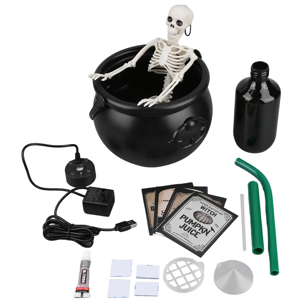 Halloween Decoration DIY Magic Floating Bottle with Cauldron and Mist Maker Diffuser Party Decor for Home Witch Bowl Scary Props Proshop