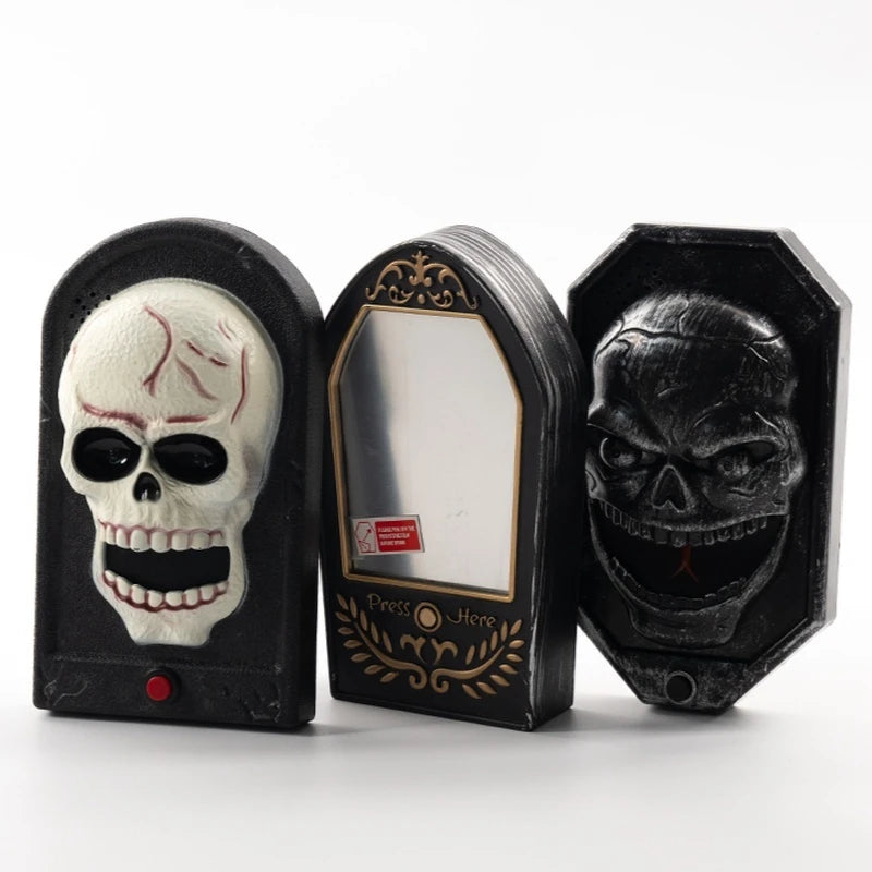 Halloween Electric Skull  Doorbell with Light and Sound Sensor Interactive One-Eye Terror Winking Ghost House Prank Props Proshop