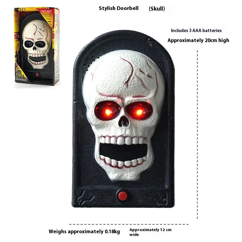 Halloween Electric Skull  Doorbell with Light and Sound Sensor Interactive One-Eye Terror Winking Ghost House Prank Props Proshop