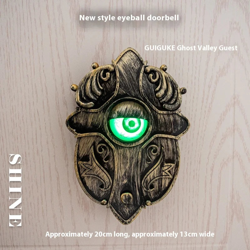 Halloween Electric Skull  Doorbell with Light and Sound Sensor Interactive One-Eye Terror Winking Ghost House Prank Props Proshop