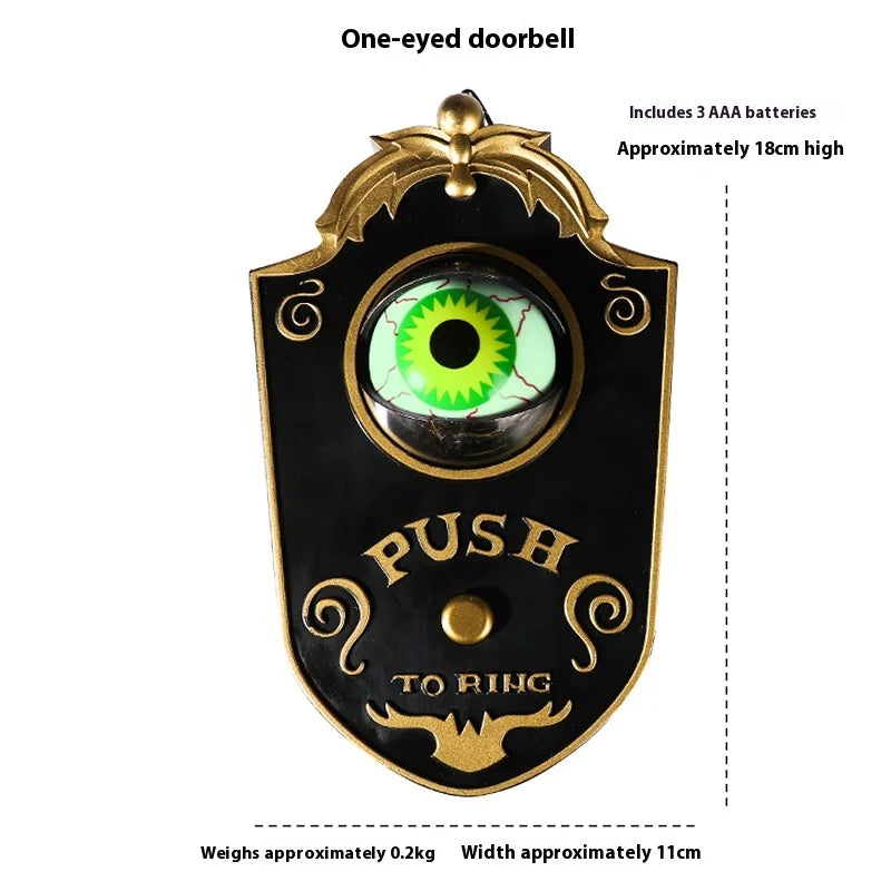 Halloween Electric Skull  Doorbell with Light and Sound Sensor Interactive One-Eye Terror Winking Ghost House Prank Props Proshop